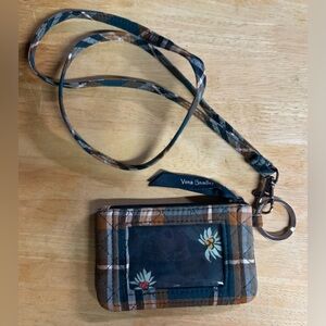 Vera Bradley Checkered ID Holder Flannel with Floral Accent